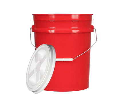 5 Gallon Food Grade BPA Free Made in USA Red Bucket Pail with White Air Tight Screw On Lid (Pack of 3)