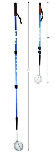 Full Size Beach Scoop Shovel & Sifter Tool for Beachcombing – Adjustable Sea Glass, Shell, Shark Tooth Sifter for the Beach – Can Be Used as a Walking or Hiking Stick Too – Blue, 4” Basket
