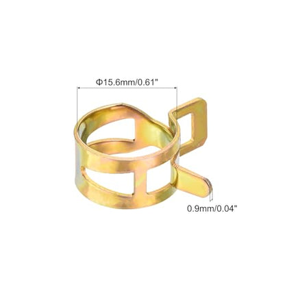 MECCANIXITY 15.6mm 5/8inch Spring Hose Clamps, Pipe Clamps, Pack of 10, Gold