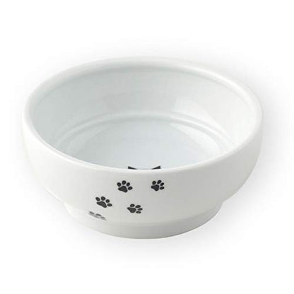 Necoichi Cat Food Bowl & Water Bowl - Shallow Wide Cute Cats Dish - Prevents Neck & Whisker Fatigue - Dishwasher & Microwave Safe - No Spill Ceramic Cat Bowl for Indoor Cats & Kittens (Paw Style) - color: Cat-