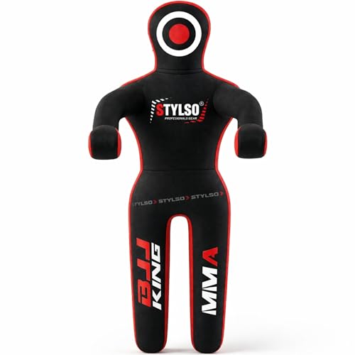 Unfilled Grappling Dummy – Adult Life Size Wrestling & BJJ Training Dummy, MMA Jiu Jitsu Judo Takedown & Throwing Practice, Heavy-Duty Triple-Stitched Canvas Submission Dummy - color: Black, size: 5ft / 60"