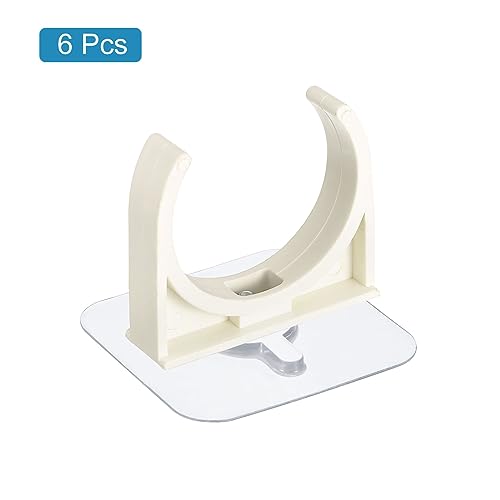 uxcell PVC Water Pipe Clamp Clips, 6pcs Fit for 50mm(2") OD Tubing Hose Hanger Support U-Shaped Pipe Clips with Adhesive for Water Pipe, Gas Tubing - size: 50mm