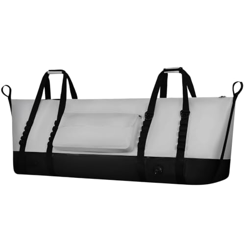 Insulated Fish Cooler Kill Bag with Flat Bottom-26x18 31x14 40x16 50x18 60x20 70x25 Inches Waterproof Fishing tackle Kill Cooler Bag - color: Light Grey-70x25x12