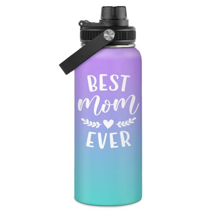 Best Mom Ever Water Bottle 32oz Stainless Steel Insulated Water Bottles - Gifts for Moms from Son Daughter - Mothers Gifts for Birthday Christmas - color: Mom