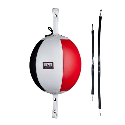 Ringside Leather Boxing Double End Bag - Speed & Reflex Punching Target with Bungee Cables for MMA, Muay Thai, and Striking Accuracy - size: 7"