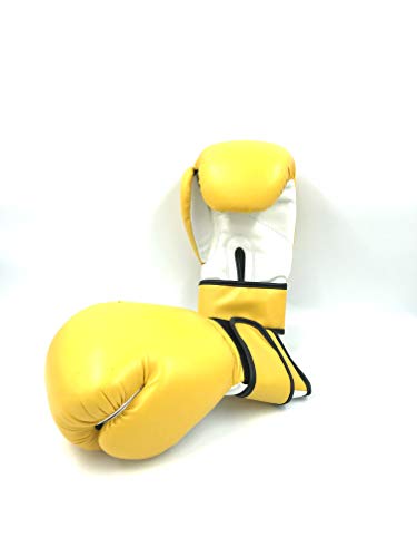 Boxing Gloves Yellow Kickboxing, Grappling, Fighting, Muay Thai Training Boxing Bag Gloves, Punch Bags and Focus Pads Punching Plain-Blank Vinyl Gloves No Logo - size: 16oz