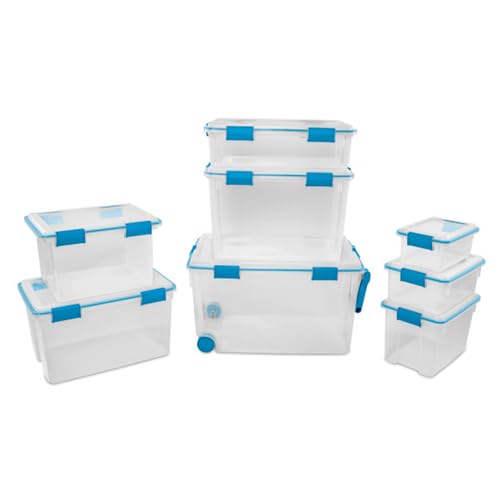 Sterilite 6-Pack Gasket Box, Clear Plastic Storage Bins with Latching Lids, 20 Qt - Large Stackable Tote Containers for Home, Closet, Bathroom, and Office Organization