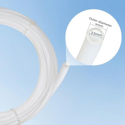 Sovol PTFE Tube 2.5mm ID 4mm OD, Length 5M/16.4ft, with 2 Couplers & Tubing Cutter for Bambu lab X1/ X1C/ P1P/ P1S/ A1/ A1 Mini, Prusa MMU3, Creality K1 Max/Ender 3 V3 & Direct Drive 3D Printer, White - size: 5 Meter (White)