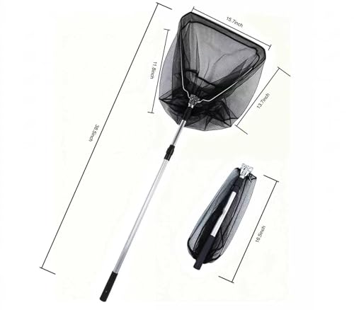 Telescopic Fishing Net with Handle, Collapsible Aluminum Dip Net for Minnows & Bait, Portable Minnow Net for Creek & Beach Fishing, Lightweight Fish Net for Outdoor Use