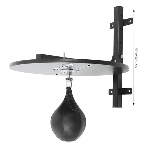 Speed Bag Platform Kit, Adjustable Height Wall Mount Professional Fitness Ball Boxing Bag Reaction Training Kit, Heavy Duty Boxing Training Equipment with Punching Ball - color: Black