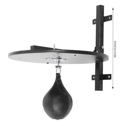 Speed Bag Platform Kit, Adjustable Height Wall Mount Professional Fitness Ball Boxing Bag Reaction Training Kit, Heavy Duty Boxing Training Equipment with Punching Ball - color: Black
