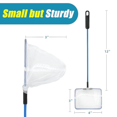 AQUANEAT Aquarium Fish Net, Small Fish Tank Cleaning Net, Food Wastes Skimmer for Small Ponds and Pools