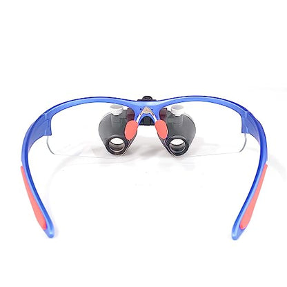 3.5x420MM Angle Adjustable Binocular Loupes Magnifier Glasses Loupes with Cloth Case (Blue) - color: Blue