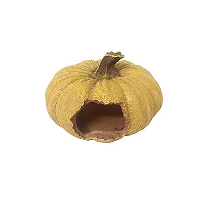 Shelltech Reptile Hideout Resin Aquarium Decoration Pumpkin House for Small Fish，Shrimps,Frogs,Gecko, Spider,Turtle and Snake (Pumpkin)