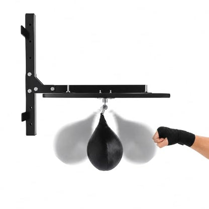 Speed Bag Platform Kit, Professional Wall-Mounted Speed Bag Platform Kit with PU Punching Ball, Adjustable Height Heavy Duty Boxing Training Equipment for Home Gym Office - color: Black