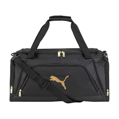 PUMA Accelerator Duffel Bag with Removable Strap & Shoe Pocket - color: New Gold/Black