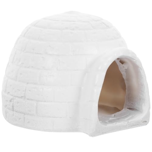 DECHOUS Igloo Figurine for Fish Tank 3.81X3.34X2.83In Resin Aquarium Decor Hideout for Fish and Shrimp Simulated Ice House Model Polar Landscape Ornament