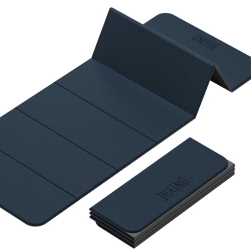 Foldable Yoga Mat (12mm) Exercise Mats for Home Workout,Comfortable and Durable,Thick-Portable Folding Mat,Non Slip,Pilates Mat Thick,Outdoor Use,Meditation,Travel,Camping（71"x24" x0.47"） - color: Dark gray + Light gray