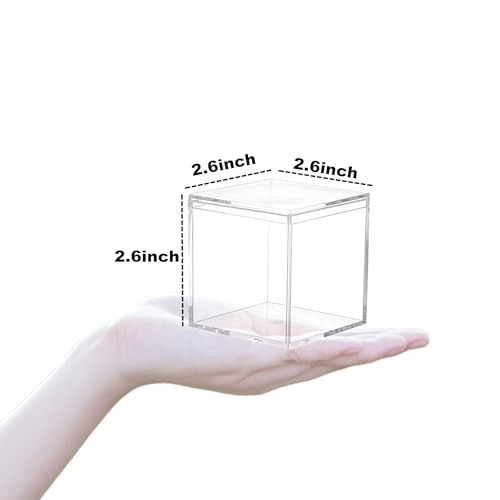 Clear Acrylic Candy Box with Lid Acrylic Decorative Boxes Acrylic Square Cube for Vanity Jewelry Accessories - size: 2.6 x 2.6 x 2.6 Inch