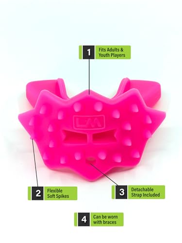 Loudmouth Football Mouth Guard - 3D SpikeSurge Football Mouthpiece with Strap, Fits Adult & Youth, Mouth Guard Football Accessories (Fluorescent Pink) - color: Fluorescent Pink