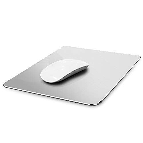 Hard Metal Silver Aluminum Mouse Pad Mat Ultra Thin Big XL Double Side Design Mouse Mat Waterproof Fast and Accurate Control for Gaming and Office(Large 11.81X9.45 Inch)