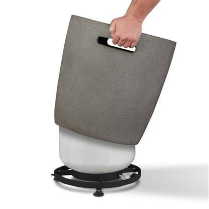 Bowery Hill Round Propane Tank Cover, Glacier Gray Finish, Fiber-Cast Concrete Construction, 19.5" H x 19.3" W, Includes Leveling Feet and PVC Cover, Outdoor Accessory for 20 lb LP Gas Tanks