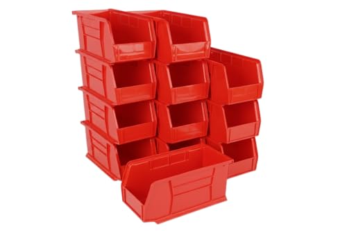HE HUDSON EXCHANGE 11" x 5.5" x 5" (12 Pack) Plastic Stackable Storage Bin, Red - color: Red, size: 12 Pack
