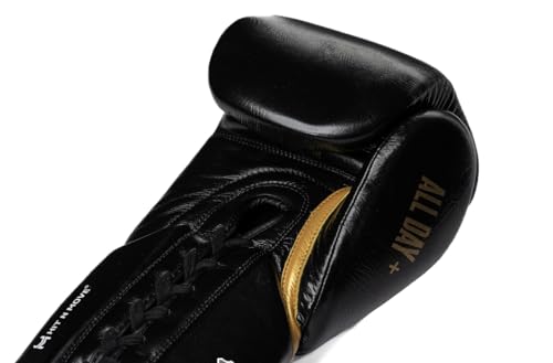HIT N MOVE All Day Plus Weighted Boxing Gloves Men, Boxing Equipment, Heavy Bag Workout Gloves for Boxing, Training, Kickboxing, Muay Thai, MMA, 24 oz 1.5lbs - style: Lace-up Closure BLACK