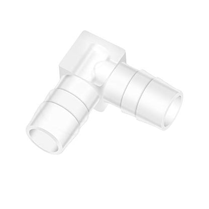 3/8" Hose Barb 90 Degree Elbow L Fitting, Plastic 2 Way Equal Barbed Joint Splicer Mender Union Adapter Hose Fitting (Pack of 5) - size: 3/8" (5Pcs)