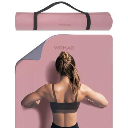 8mm Extra Wide 80cm Yoga Mat Non Slip - color: Dark Powder+Dark silve