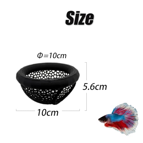 Aquarium Floating Betta Fish Skins, Betta or Shrimp Feeder, Cave and Hammock, Small Fish Feeding Rings, Aquarium Hiding Feeding Decorative Accessories (Black)