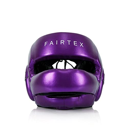 Fairtex HG17 Pro Sparring Headgear, Muay Thai Kickboxing Boxing Head Guard - color: Metallic Purple, size: Large