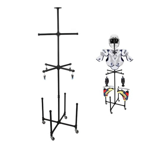 Hockey Gear Drying Rack Four Brake Pulleys Can Carry 80 Pounds | Equipped With 4 Equipment Suitable For Hockey, Ice Hockey, Rugby And Skiing Dry Quickly Black