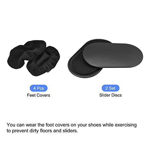 uxcell Exercise Core Sliders, Oval Glider Discs with Feet Cover, Dual Sided Usage in Home Gym for Full Body Workout