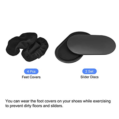 uxcell Exercise Core Sliders, Oval Glider Discs with Feet Cover, Dual Sided Usage in Home Gym for Full Body Workout