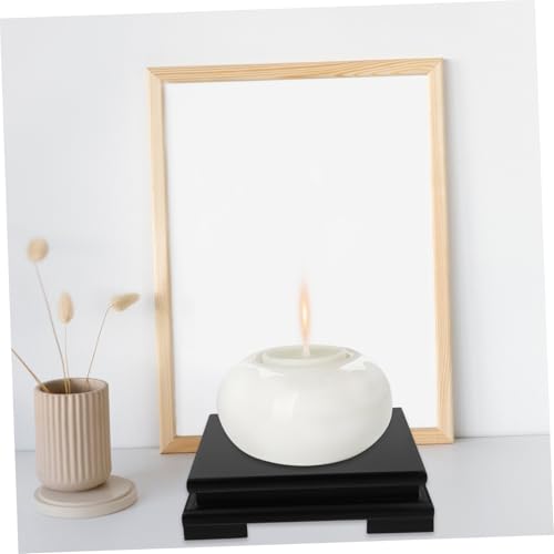 Healifty Solid Wood Square Display Stand Base Height Smooth Surface Flowerpot Holder Pedestal for Teaset Buddha Vase Aquarium and Home Ornament Showcase