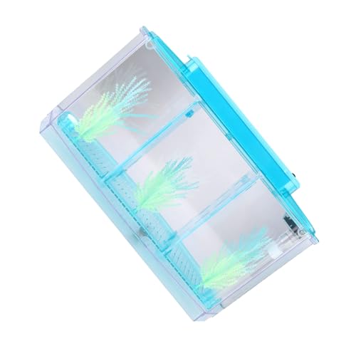 Yctze LED Acrylic Aquarium Breeding Box and Kit - Ideal for Betta Fish, Dual and Mini Aquarium Environment (Blue) - color: Blue