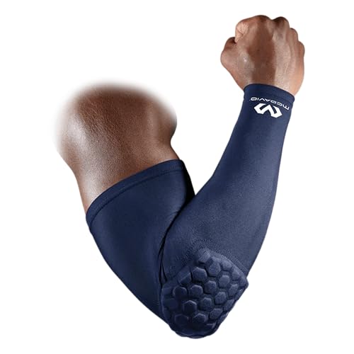 McDavid HEX Shooter Arm Sleeve Single Padded Compression Sleeve Basketball Football Sports Protection - color: Navy, size: Medium
