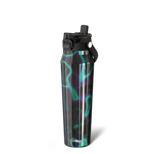 Frost Buddy 32oz Insulated Water Bottle - Straw & Chug Lid - Leak-Proof - color: Lights, size: 32 Ounces
