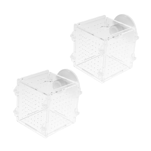 Toddmomy 2pcs Acrylic Fish Breeding Box Isolation Box Fish Separator for Aquarium Hatchery Incubator with Suction Cup for Shrimp Clownfish Guppy
