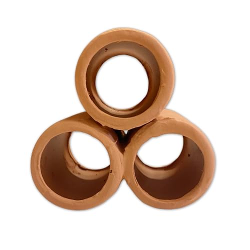 Triple Stacked Ceramic Pleco Cave – 4" x 4" x 4" – 3 Tubes with 1.5" Openings for Cichlids & Plecos