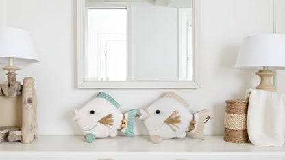 SAILINGSTORY Wooden Fish Decor Coastal Beach Decoration for Home Lake House Decor Set of 2 Pack