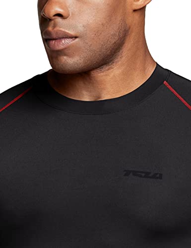 TSLA Men's Thermal Long Sleeve Compression Shirts, Athletic Base Layer Top, Winter Gear Running T-Shirt - color: 2pack Black & Red/Olive, size: Large