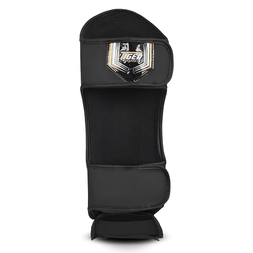 Shin Guards MMA, Muay Thai, Kickboxing, Leg Instep Protection Pads, Kicking, Sparring, Training Gear, Karate, Boxing, Taekwondo - Unisex - Black and White Colors - color: Matte Black, size: Small