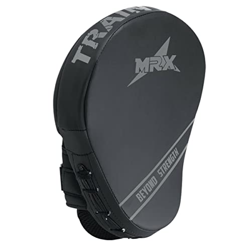 Punching Mitts MMA Muay Thai Boxing Pads, Gel Tech Leather Curved Focus Mitts, Training Hand Pads Sparring Martial Arts Karate Dojo Target Strike Shield - color: Black/Silver
