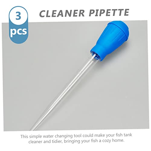 LIOOBO 3pcs Dropper Fish Tank Gravel Cleaning Tanks Changer Aquarium Water Pipette Upgraded Aquariums Cleaner Pipettes Feces Aquarium Clean Pipette Long Nozzle Siphon Plastic Blue