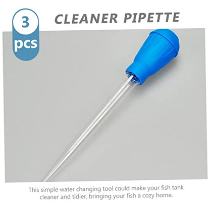 LIOOBO 3pcs Dropper Fish Tank Gravel Cleaning Tanks Changer Aquarium Water Pipette Upgraded Aquariums Cleaner Pipettes Feces Aquarium Clean Pipette Long Nozzle Siphon Plastic Blue