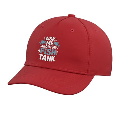 Ask Me About My Fish Tank Sunset Fishing Adjustable Baseball Hat - color: Red