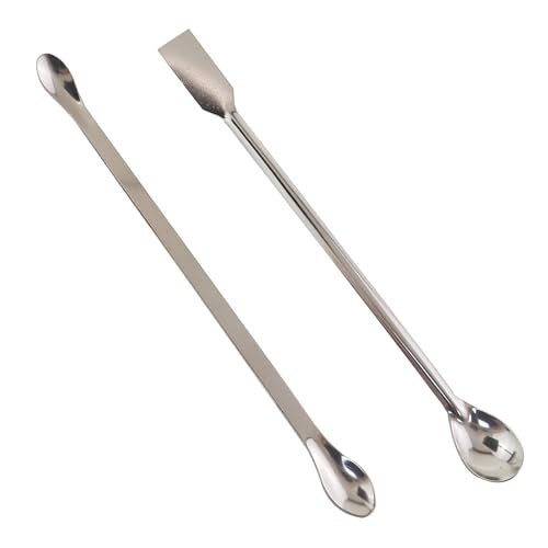 4PCS 2 in 1 Laboratory Spatula 7.87 Inch Stainless Steel Dual Head Mixing Sampling Tool Suitable for Chemical Testing Experiments Science School