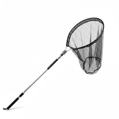 TyQuirlyn Heavy-Duty Stainless Steel Landing Net - 20"x24" Rubber Mesh, Nano-Coated Nylon Resin Zipper Edge, 83" Telescopic Pin & Ring Lock Handle, 55lbs for Kayak Boat Salt & Fresh Water